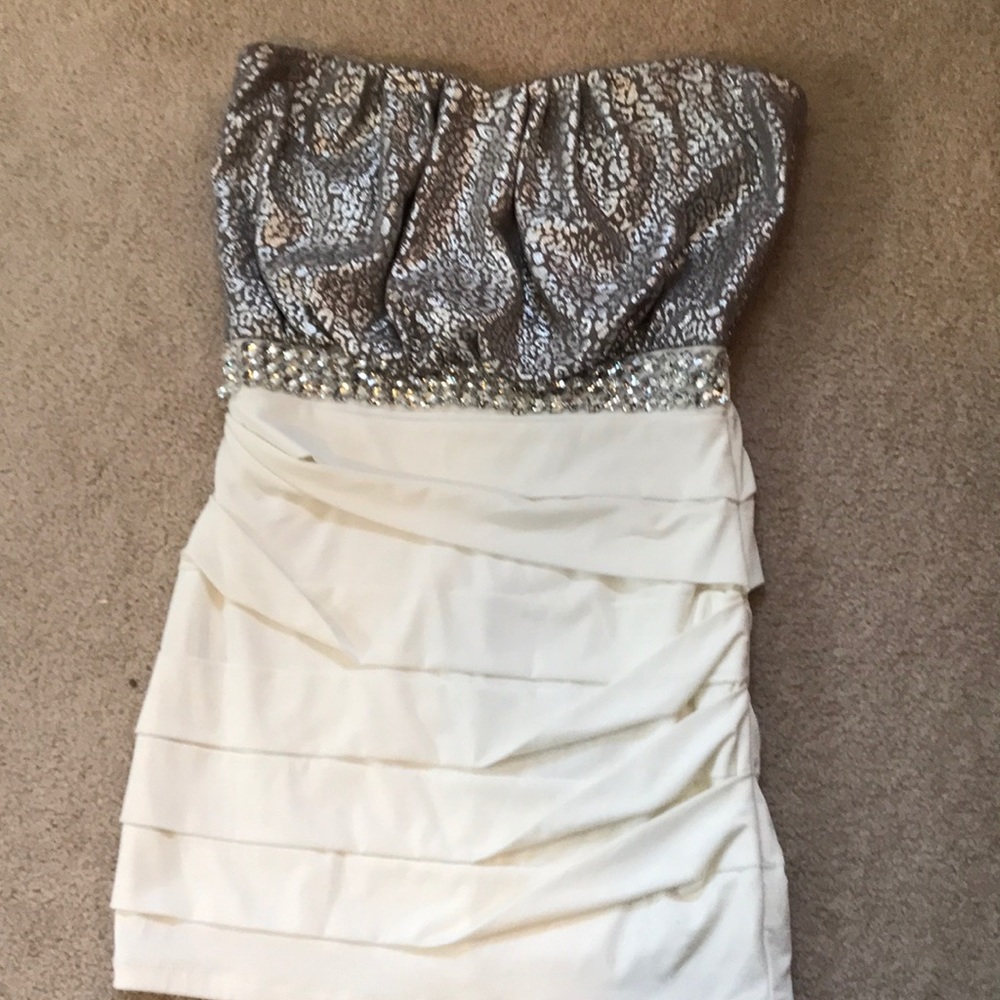 Leopard print & cream formal dress